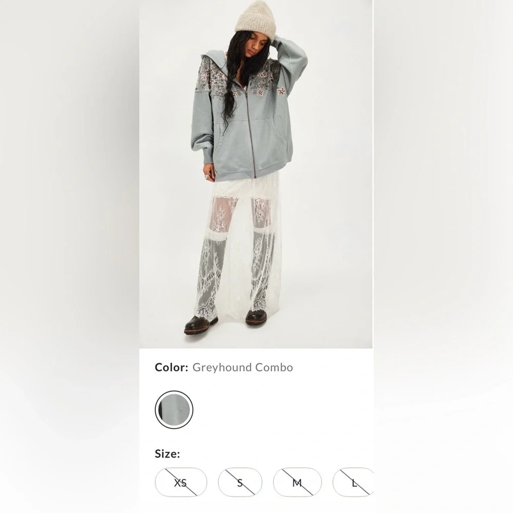 Free People Glitter Oversized Hoodie Size Medium NWT - Picture 5 of 17